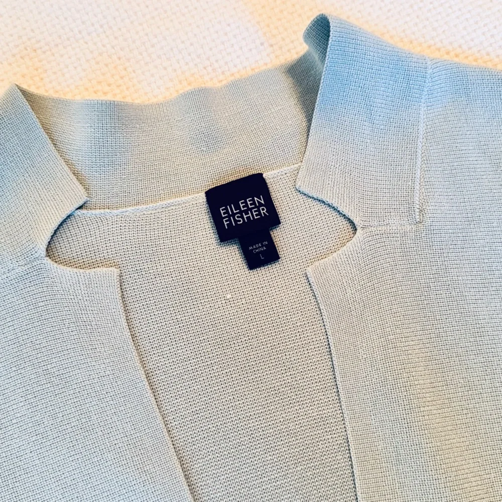 EILEEN FISHER Silk Cotton Pale Sage Green Women's Sweater Cardigan Jacket
